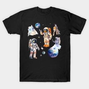 Astronaut Space watercolor theme T-Shirt